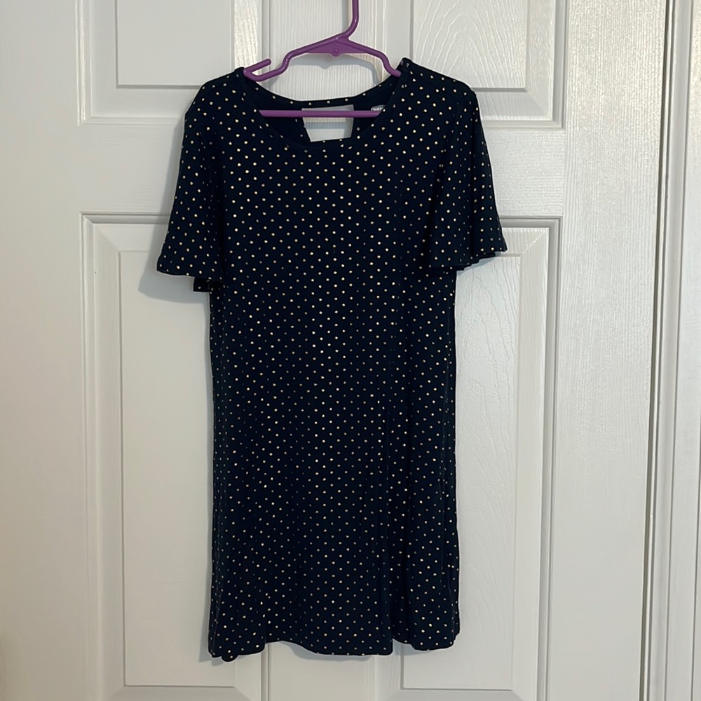 Girls navy blue gold stars dress/tunic size S/P 6/7